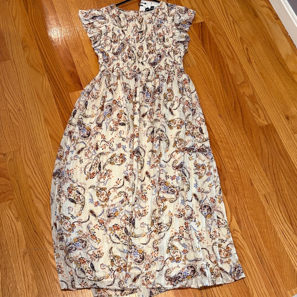 Paisley Print Cream Dress